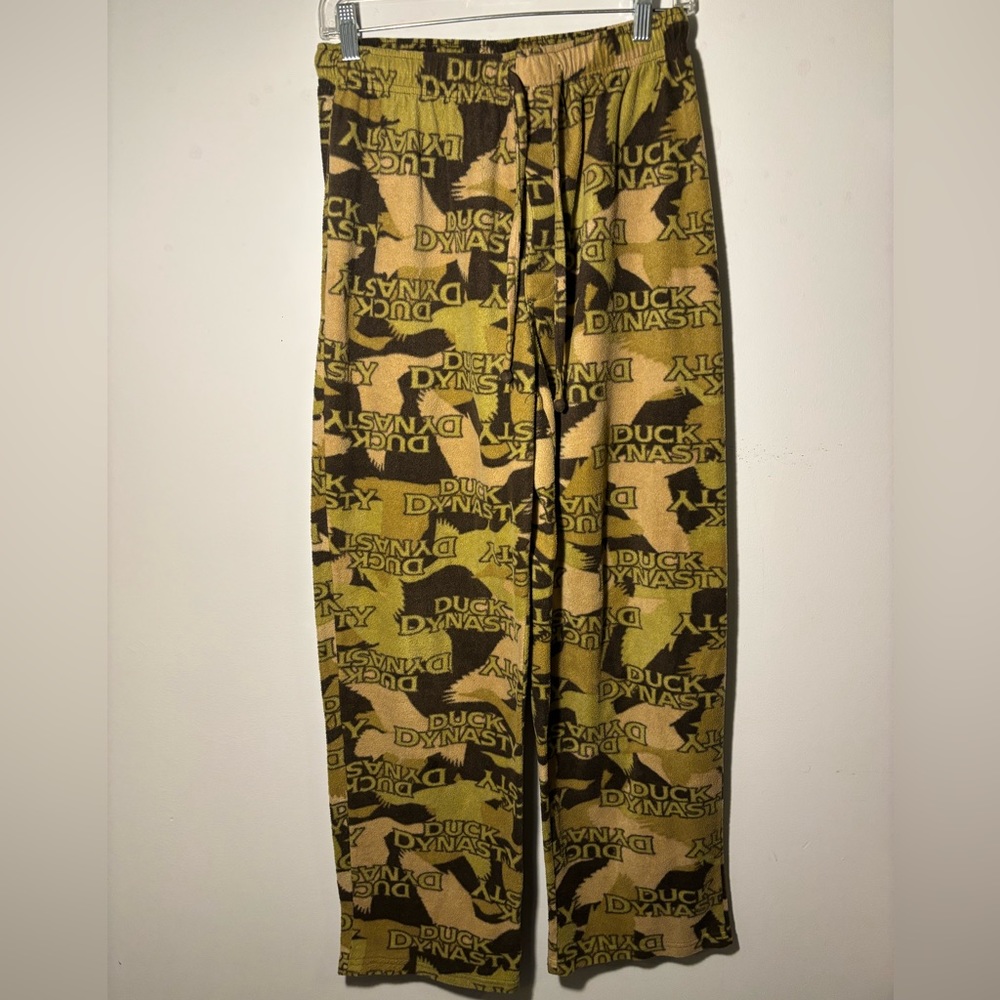 Duck Dynasty Fleece Lounge Pajama SweatPants Bottoms Green Camo Sz Large (36-38)